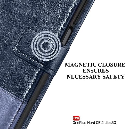 Image of TheGiftKart Flip Back Cover Case for OnePlus Nord CE 2 Lite 5G | Dual-Color Leather Finish | Inbuilt Stand & Pockets | Wallet Style Flip Back Case Cover for OnePlus Nord CE 2 Lite 5G (Blue & Sky)