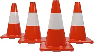Yellow Safety® 4ct, 12-Inch Orange Traffic Cone with Reflective Tape - High-Visibility Safety Cone for Construction, Parking, and Events