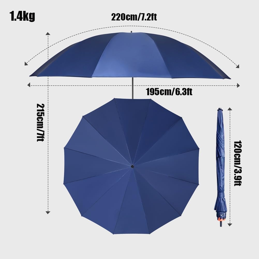 Wiatroodporny Parasol Wędkarski, Przenośny Parasol Plażowy z Ochroną UV 50+, 220 cm Wodoodporny z Kotwicą Piaskową