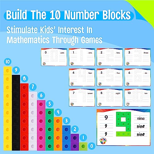 Image of Math Linking Cubes, 100 Math Cube Manipulatives with 30 Learning Activities Number Counting Blocks Snap Linking Math Counters Fun & Educational Pre-K Counting Blocks for Preschool Kindergarten