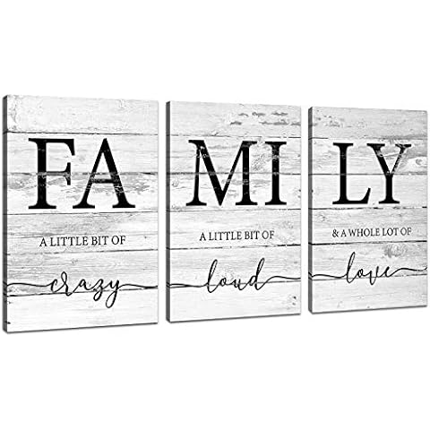 JLXART Family Wall Decor, Rustic Farmhouse Decor for The Home Art, Inspirational Canvas Print Framed, 3 panels Each Size 12x16inch Cover