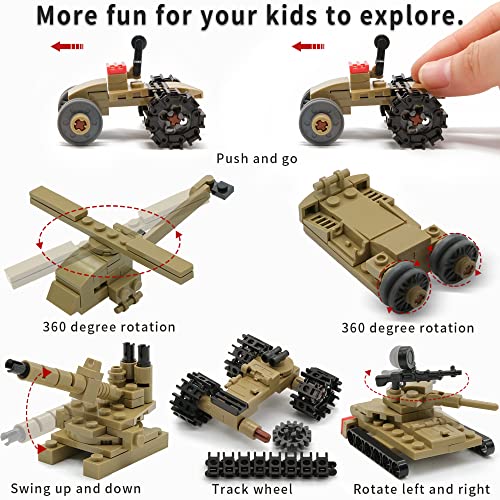Army Toys Building Kit With Toy Soldiers, Create A Army Tank Model Or 16 Small Military Vehicles, Army Men Toys Gifts For Boys Kids Age 6 7 8 Years Old, With 517 Building Blocks And 33 Shapes #TOP6
