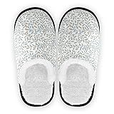 Gray Branch Leaves Berry Spa Slippers House Slippers Memory Foam Slippers Indoor Outdoor Non-Slip...
