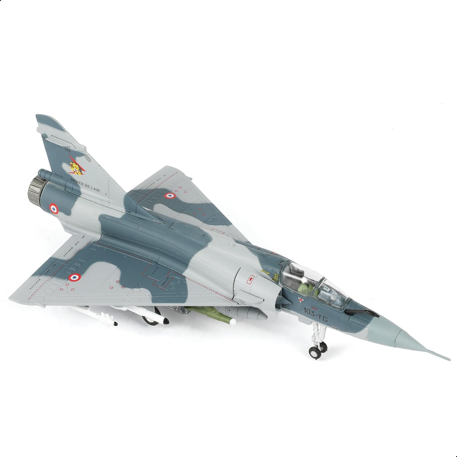 Mirage 2000 Flugzeugmodell Dassault französische Luft- und Raumstreitkräfte Multirole Fighter Miniatur 103-YG Militär Metall Druckguss Flugzeug Modellbausatz für Erwachsene Sammlung und