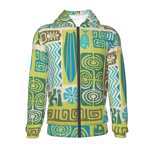Exotic Tiki Pattern 1 Kids Pullover Hoodies Boys Zip Up Sweatshirts Girls Athletic Clothes with Pocket2