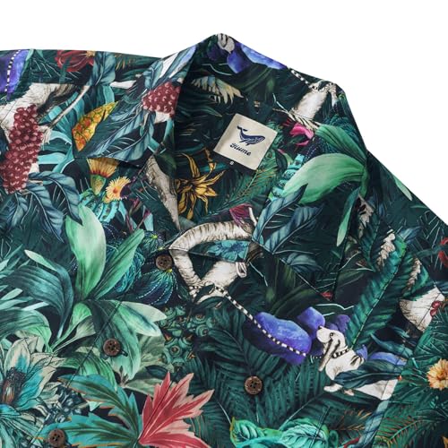 Men's Hawaiian Shirt 100 Cotton Jungle Enchantment Menagerie Camp Collar Short-Sleeve Aloha Beach Button-Down Shirts3