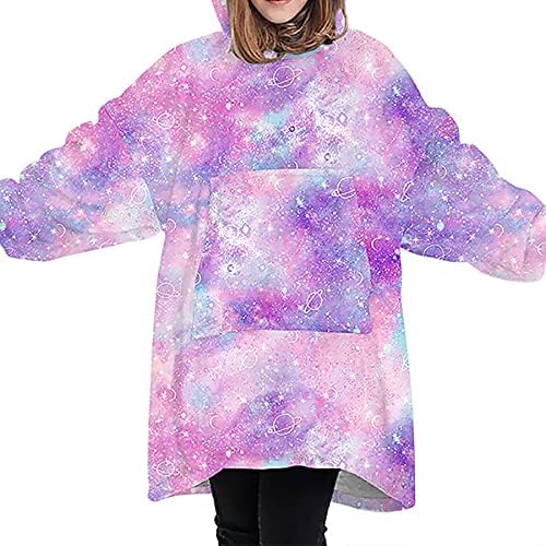 MoneRffi Children Blanket Hoodie Kids Sweater Blanket Sherpa Oversized Blanket Fleece Hooded Sweatshirt (Purple Space,OneSize) 4 51wt1Pg9JIS. AC