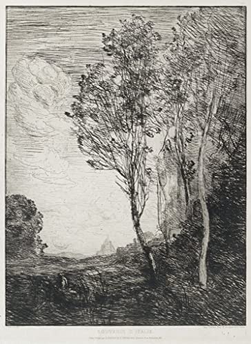 Affiche toile Souvenir d'Italie Corot 58x90 cm pour salon