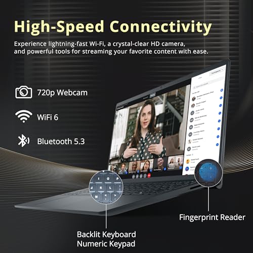 Image of Dell Inspiron 15 15.6 inch FHD Touchscreen Laptop, Intel Core i7-1355U, 8GB RAM, 1.2TB Storage(256GB SSD+1TB Docking Station Set), Intel UHD Graphics, Full Size Keyboard, Wi-Fi 6, Win 11, Black