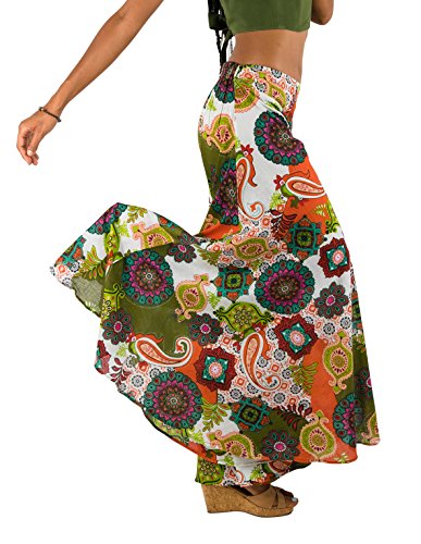 Tropic Bliss Women's Palazzo Pant Multicolored (X-Large, Orange)