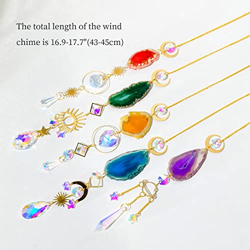 Runyangshi Natural Crystal Purple Agate Light Table Slices Suncatcher Wind Chime Pendant Indoor Outdoor Decorations Wind Chime Rainbow Maker Garden Home Decor Gifts #TOP4