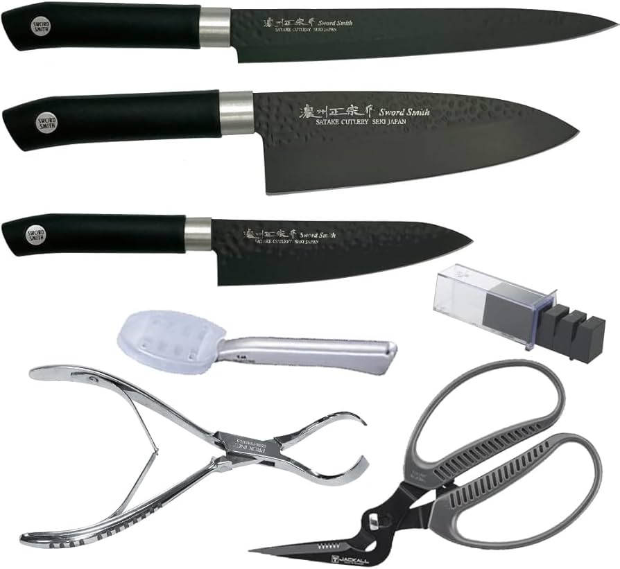 Amazon | 佐竹産業 Sword Smith（R） 包丁セット 黒打和包丁 出刃包丁
