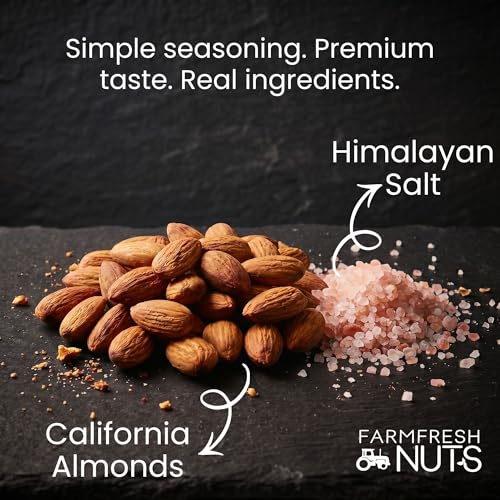 Image of Farm Fresh Nuts Roasted Salted Almonds (2LB) - Himalayan Salt, Whole | Kosher, Vegan, Gluten Free, Whole California Almonds, Dry Roasted Small Batch, Himalayan Salt, Super Crunchy