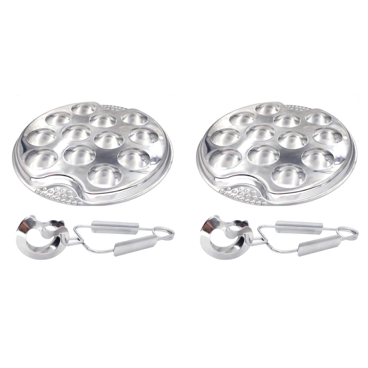 Set da 2 Piatti per Escargot in Acciaio Inossidabile Argento 12 Fori, Resistenti alla Ruggine, Materiale Ispessito, per Barbecue e Forni da Cucina