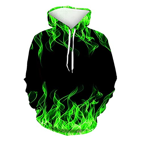 Muscularfit 5xl Mens Hoodies Big and Tall Drawstring Causal Long Sleeve 3D Flame Print Graphic Pullover Crewneck Sweatshirts