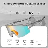 ROCKBROS Okulary Rowerowe UV400 Okulary Kolarskie Przeciwsłoneczne Fotochromowe Przezroczyste Wiatroszczelne Okulary Sportowe do Jazdy na Rowerze na Świeżym Powietrzu Wędkarstwo Golf Białe