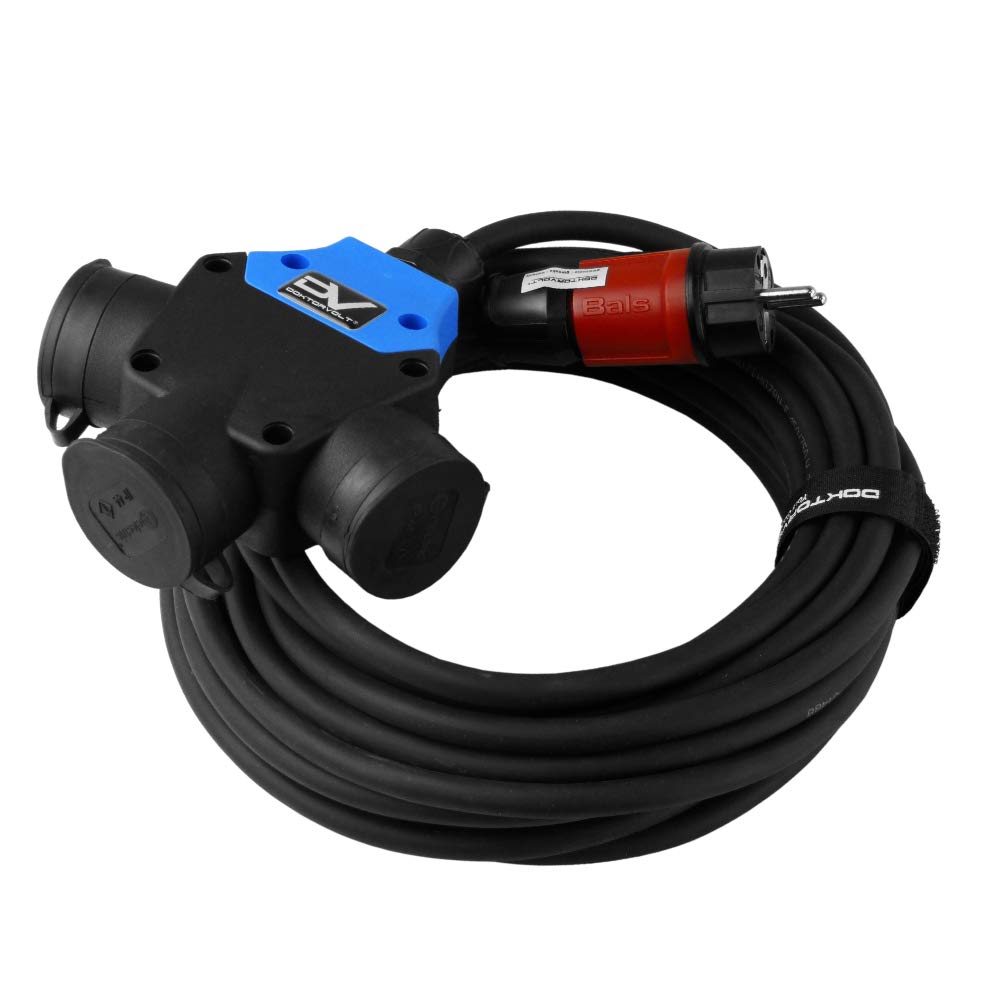 Doktorvolt® 9207 Rallonge 10 m avec raccord Schuko 3 Voies 3 x 230 V