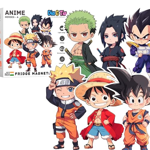 Image of Dia & Tia -Premium Fridge Magnets -Handmade in India for Office, Kitchen, refrigirators, Magnetic Boards -Motivational Quotes, Indian Culture, Gamers, Cute Cartoons, Decor (Anime - Heroes - A)