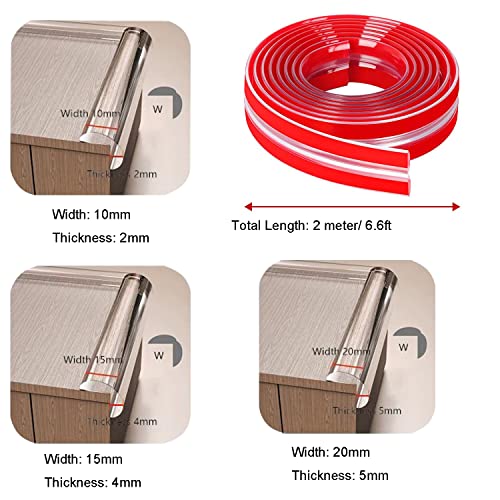 Image of 2 Meter / 6.56ft Silicone Edge Protector Strip + 4 Corners, Baby Proofing Corner Protectors for Table Cabinets Drawers Furniture (Width 10mm /0.4inch)