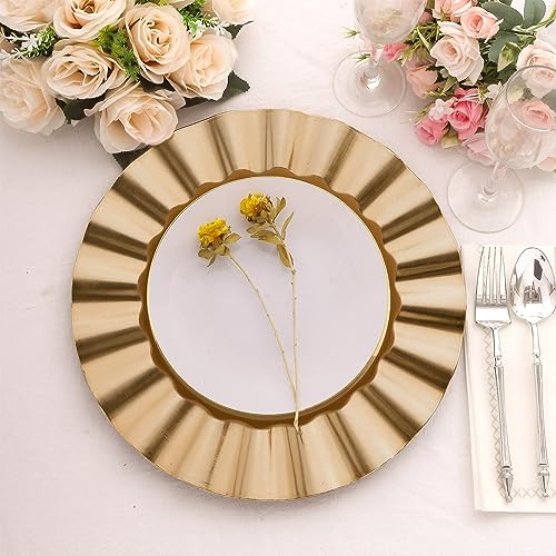 6 Platos de Plástico Acrílico Dorados 13 Pulgadas miniatura 2