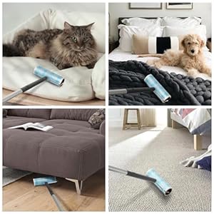   UNIKON-Lint-Roller-Floor-Sticky-Roller-Pet-Hair-Roller-Cat-Dog-Pet-Hair-Remover-for-Laundry-Clothes-Carpet-Furniture-63-Wide-with-30-Sheets-with-Long-Handle-Grey-1-Count