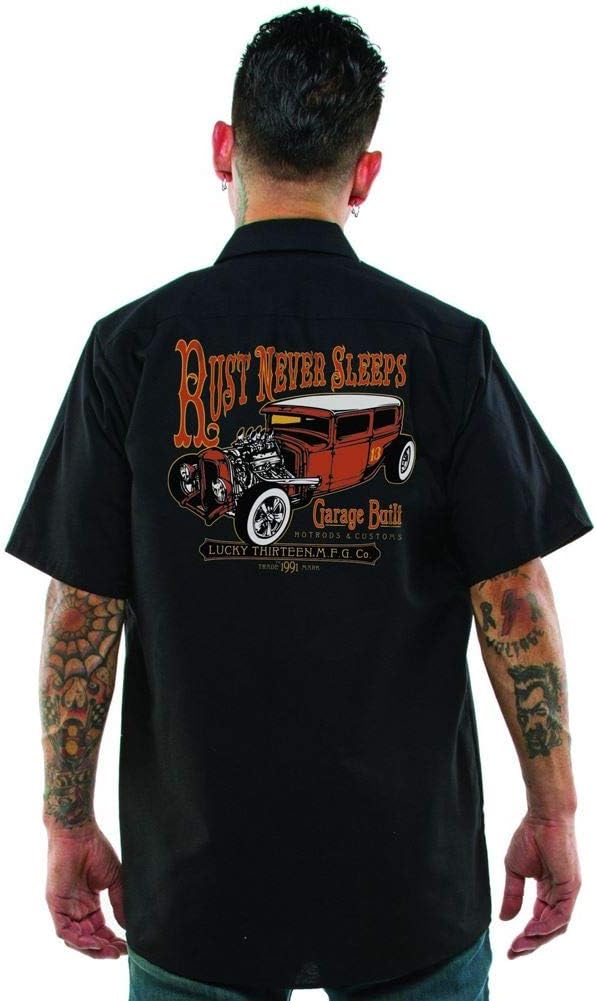 Lucky 13 Men's The Rust Never Sleeps Work Shirt Black L