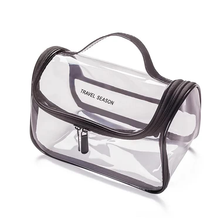 Luxula Multi Functional Large Cosmetic Bag with Hook Toiletry Bag Wash Make Up Bag PVC Waterproof Zippered Cosmetic Bag Portable Carry for Women and Men (1PCS) (Transparent)-image-37