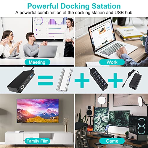 Surface Pro Dock para Surface Pro 4 / Pro 5 / Pro 6 USB Hub Docking Station con puerto Gigabit Ethernet,4K HDMI VGA DP Display Port, 3xUSB 3.0 Ports, Audio Out Port, USB C Port, SD / TF Card Reader