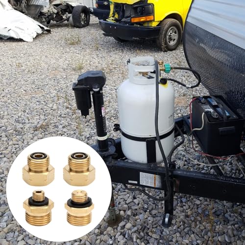 Gasflaschen, Adapter, 4 Teile, Gasflaschen, Adapter, Satz, Europa, Gasadapter, aus Messing zum Anschluss von Druckreglern an Auslassgasflaschen