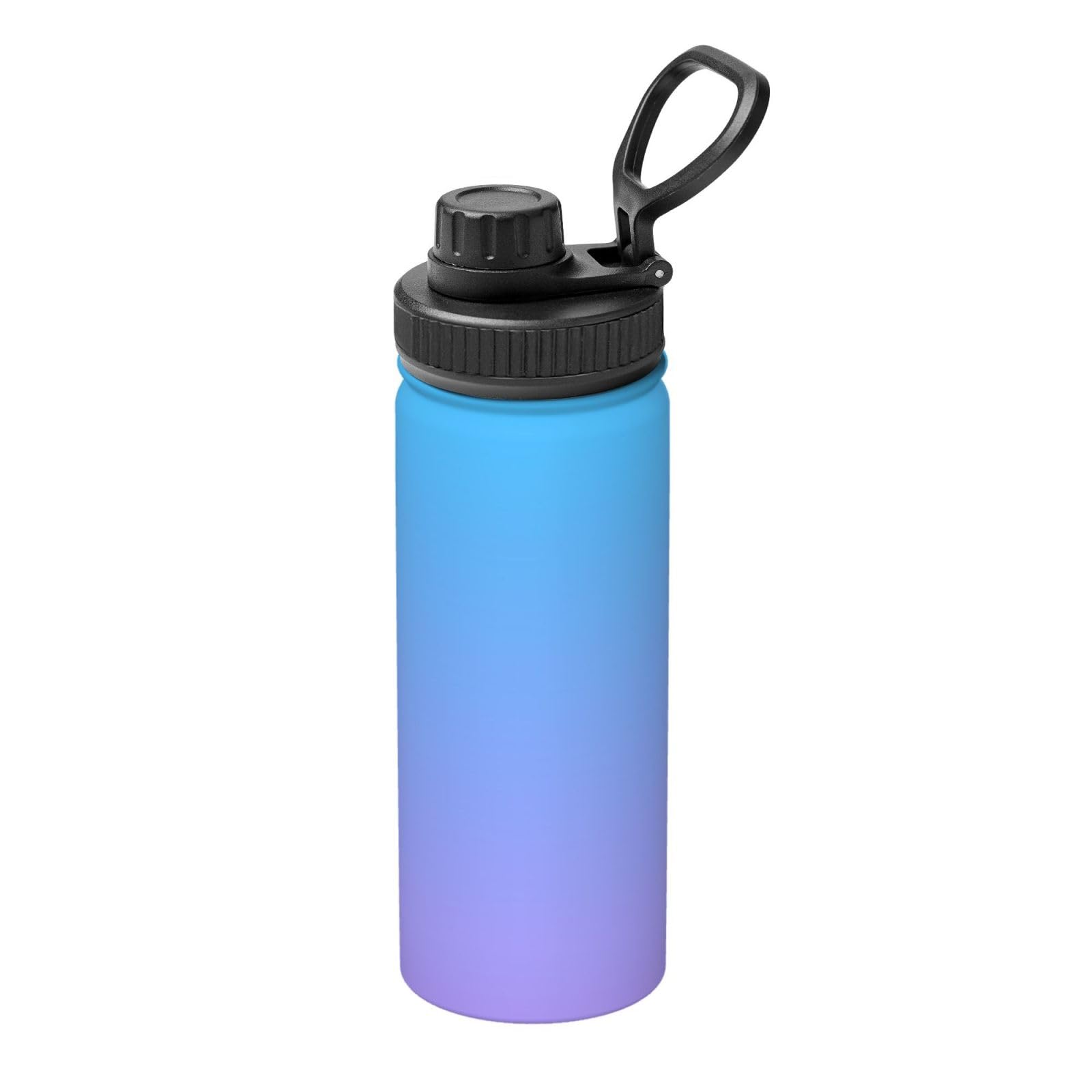 Sport-Trinkflasche, Edelstahl, 530 ml, isolierter Becher für Reisen, Fitnessstudio, Outdoor, Hellviolett und Blau