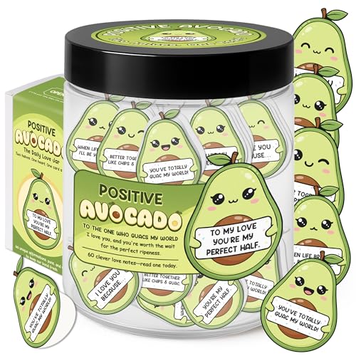 Positive Jar - 60 Positive Affirmation Cards Funny Mothers Day Gifts for Mom From Daughter Son Sister Friend Coworkers Nurse Teachers Appreciation Gifts Cinco De Mayo (Positive Avocado Couple)