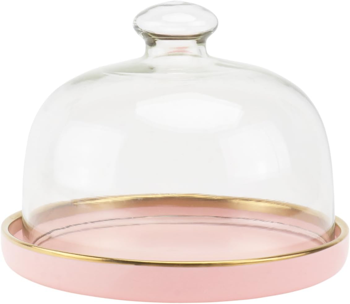 Glass Cake Cover Dome 5.83 Inch Clear Glass Food Cover for Home Kitchen Dessert Display and Serving