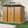 8×6 ft Outdoor Metal Storage Shed with Floor Floor Galvanized Steel Tool Shed with Lockable Sliding Door Transparent Plate and Air Vent Waterproof Garden Storage House for Backyard Patio