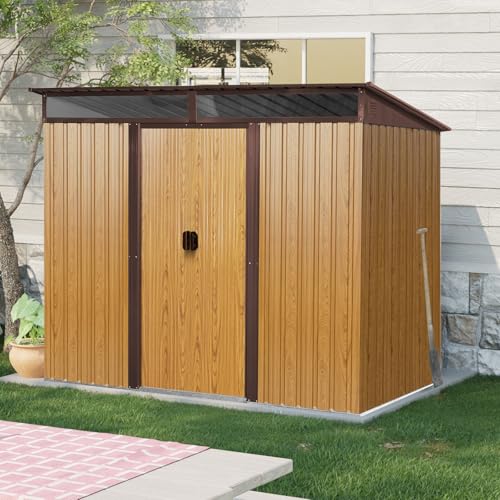 8x6ftoutdoormetalstorageshedwithfloorfloorgalvanizedsteeltoolshedwithlockableslidingdoortransparentplateandairventwaterproofgardenstoragehouseforbackyardpatio Urban Country Home Decor 8×6 ft outdoor metal storage shed with floor floor galvanized steel tool shed with lockable sliding door transparent plate and air vent waterproof garden storage house for backyard patio urban country home decor