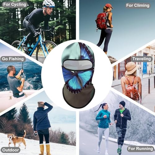 Balaclava para Hombres Máscara de Esquí Azul Mariposa para Invierno Cubrebocas para Ciclismo miniatura 6