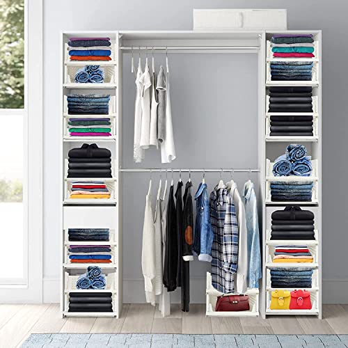 Image of AEXONIZ Wardrobe Organizer Foldable and Stackable Multipurpose Plastic Organizers for Clothes Shirts Tops and Shelf Space Usage for Home Organization and Storage (Multicolour, PACK OF 2)