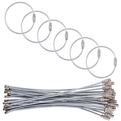 Image of 5.9in /15cm Stainless Steel Keychain Cable,Wire Diameter 2mm Metal Key Ring Loop,20 Pieces