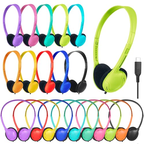 ZXQZYM USB Type C Kids Headphone Bulk 10 Pack for School Classroom,Lightweight On-Ear USB C Headphones for Boys Girls Students Tablet Travel Computer Smartphones Mixed Colors