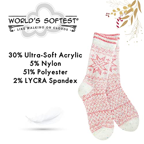Image of World's Softest Cozy Collection Crew Socks - Smooth Multi Colors Cozy Socks - Knit Top Holiday Spirit Fashion Socks