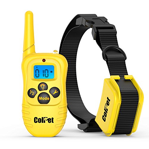 Colpet 330-Yard Range Rechargeable Waterproof Dog Shock Collar with Remote, Yellow