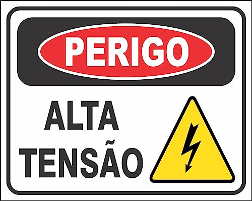 Placa Perigo Alta Tensão Aviso Risco Choque 25x20cm