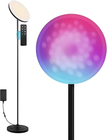 RGB LED Torchiere Floor Lamp with Remote Control for Living Room