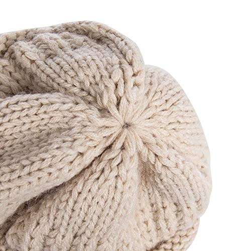 Fedciory Slouchy Beanie Hat for Women, Winter Warm Knit Oversized Chunky Thick Soft Ski Cap (Black+Oatmeal) - Thumbnail 6