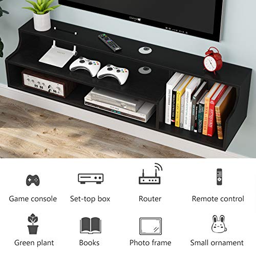 Tribesigns 3 Tier Modern Floating Tv Shelf Tv Stand Wall Mounted Media Console Shelf 43.3X11.8X11 Inch For Cable Box/Xbox One/Dvd Player/Game Console Living Room (Black) #TOP4