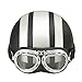 Oshide Bike Scooter Motorcycle Half Helmet With Goggles Glasses Visor For Women Men (White+Black)
