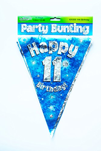 Happy 11th Birthday Flag Bunting Age Boys Blue