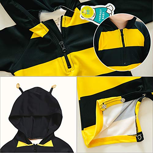 Image of VAENAIT BABY Zip & Snap Rash Guard Swimsuit, UPF 50+ One-Piece Long Sleeve Swimwear, Quick Dry Infant Beach Suit for 0~2T