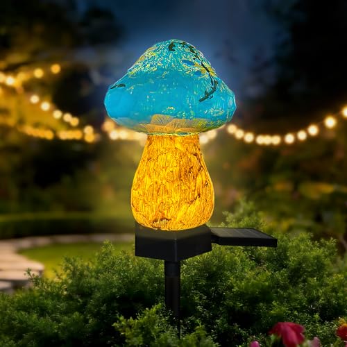 Lampe solaire champignon IP44 blanc chaud pour jardin