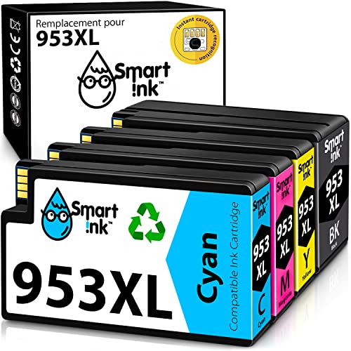Smart Ink Cartouches d’Encre Compatibles Alternative pour HP 953 Pack de 4 (BK & C/M/Y) avec Système de Puce Avancée pour Officejet Pro 7720 7730 7740 8210 8218 8710 8715 8718 8720 8725 8728 8730 8740 Cover
