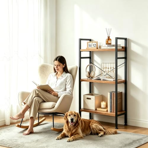 Image of HealSmart 3 Tier Bookshelf, Free Standing Book Shelf Home Office Bookcase Shelf Storage Organizer for Bedroom, Bathroom, Living Room, Office, Balcony, Wood